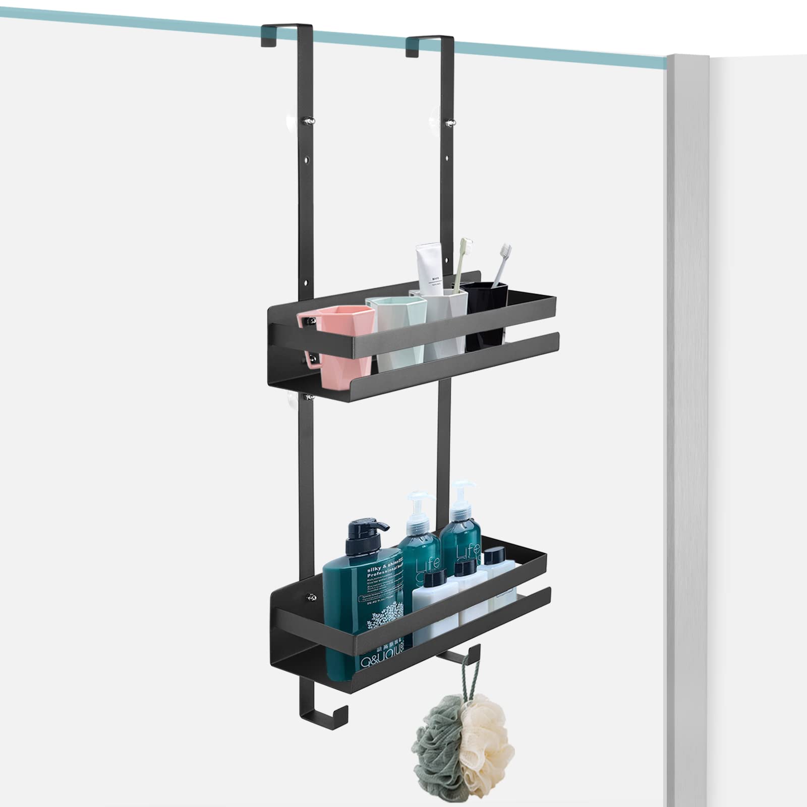 Amazon｜JiGiU シャワードア用シャワーキャディ 2段シャワーハンギング